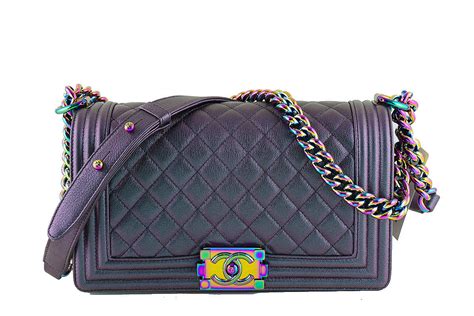 chanel small boy iridescent purple prowned|Shop Used Chanel Boy Bags .